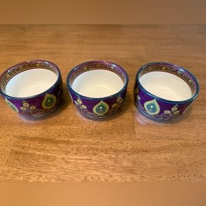 222 Fifth Set of Three Purple Kashmire Green bowls